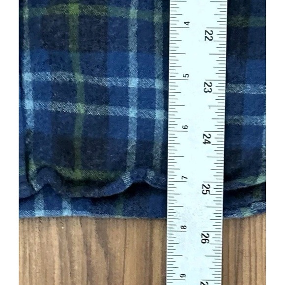 Pendleton Mens size Large Trail Shirt Blue Virgin Wool Button Up Elbow Patch - Picture 9 of 9